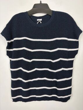 Mersea Navy & Seasalt stripe Camden Short-Sleeve Sweater One size
